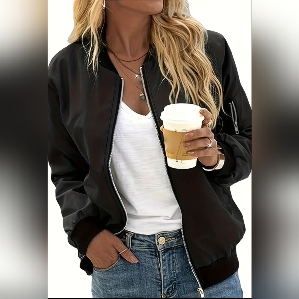 NWOT Black Bomber Size L